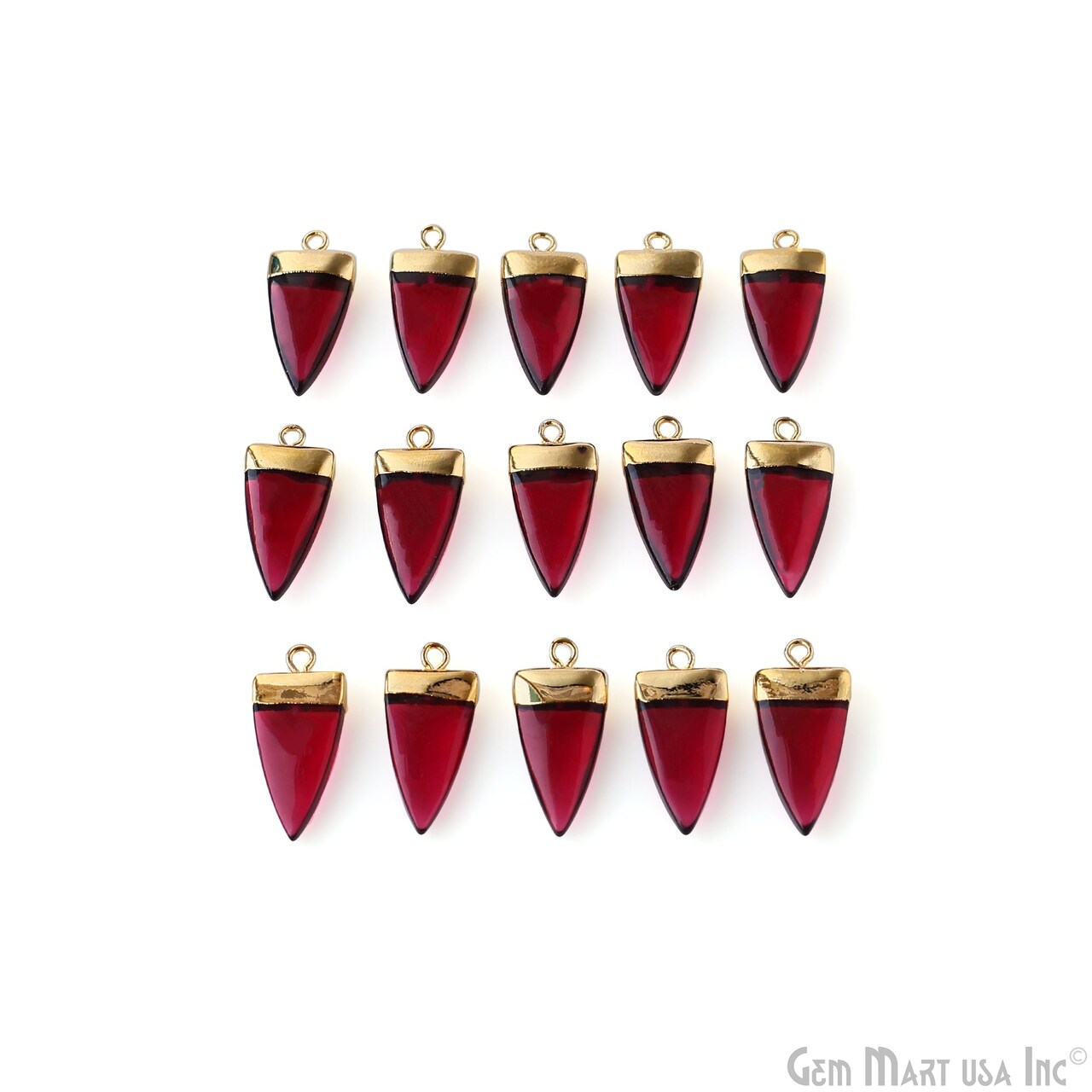 Triangle Gemstone Pendant Connector, 24X10mm, Gold Electroplated Cap, Spear Necklace, DIY Jewelry Making, Bracelet Charm, GemMartUSA (50793)